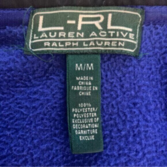 Lauren Ralph Lauren Active Blue & Black Full - Zip Sherpa Fleece Jacket - Picture 11 of 14